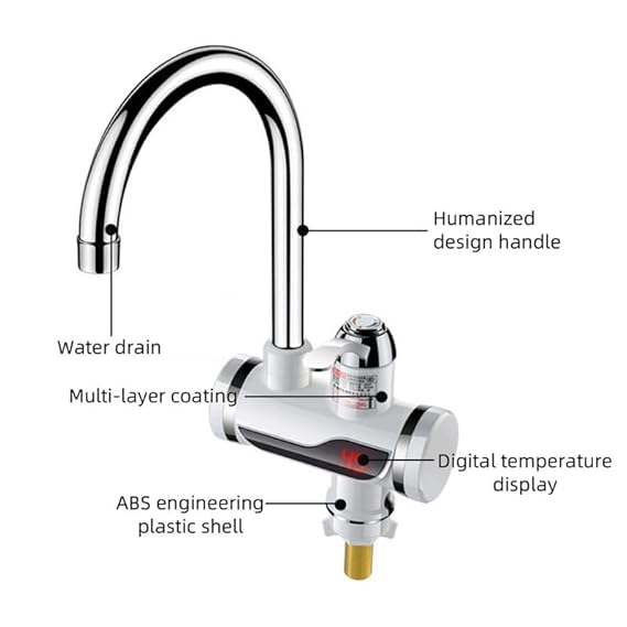 Electric Water Heater Faucet – Tankless Hot Water Heater for Kitchen & Bathroom, Energy-Efficient with Adjustable Temperature Control