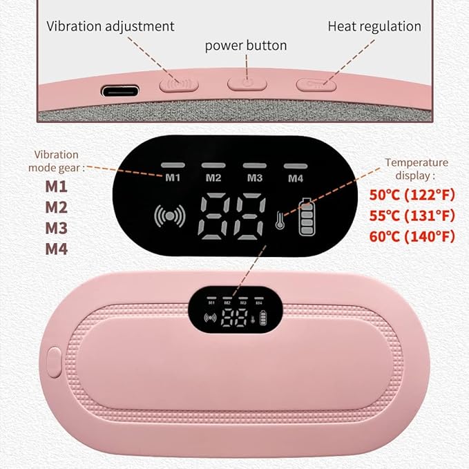 Heating Pad for Menstrual Pain Relief | Adjustable 3 Heat & 4 Massage Modes | Rechargeable Belly and Back Warmer for Women | Period Cramp Relief Belt –