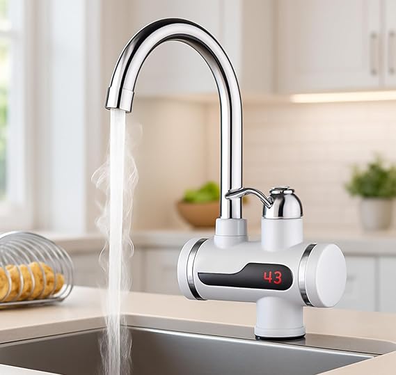 Electric Water Heater Faucet – Tankless Hot Water Heater for Kitchen & Bathroom, Energy-Efficient with Adjustable Temperature Control