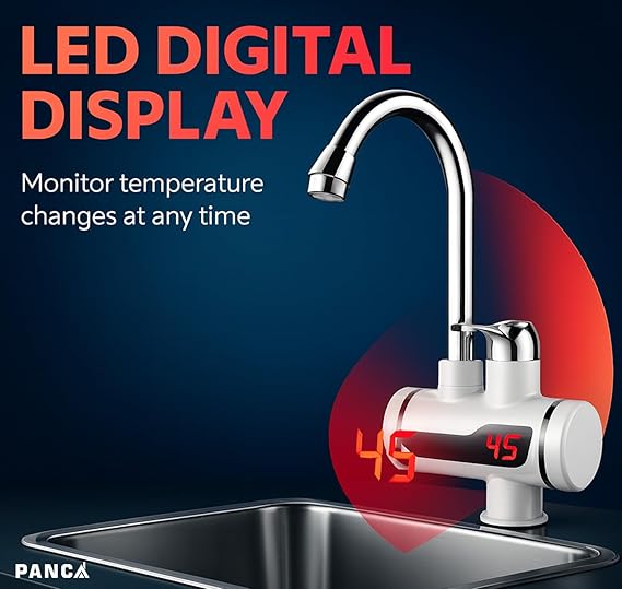 Electric Water Heater Faucet – Tankless Hot Water Heater for Kitchen & Bathroom, Energy-Efficient with Adjustable Temperature Control
