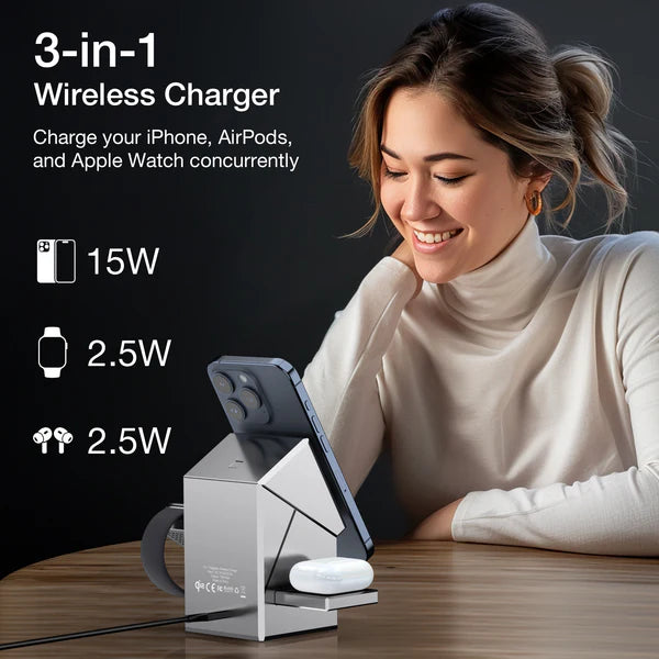 3 in 1 Wireless Charger Auto-Rotating Compatible with MagSafe