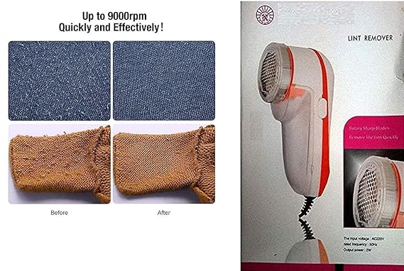 Lint Remover for Clothes Electric Fabric Shaver Efficiently Faster by 80% Portable Multi-Functional Fuzz Remover from Sweater, Furniture, Coat, Couch & Woolen Clothes (Orange)