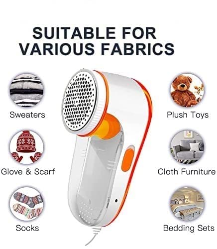 Lint Remover for Clothes Electric Fabric Shaver Efficiently Faster by 80% Portable Multi-Functional Fuzz Remover from Sweater, Furniture, Coat, Couch & Woolen Clothes (Orange)