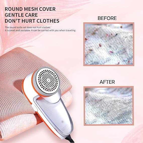 Lint Remover for Clothes Electric Fabric Shaver Efficiently Faster by 80% Portable Multi-Functional Fuzz Remover from Sweater, Furniture, Coat, Couch & Woolen Clothes (Orange)