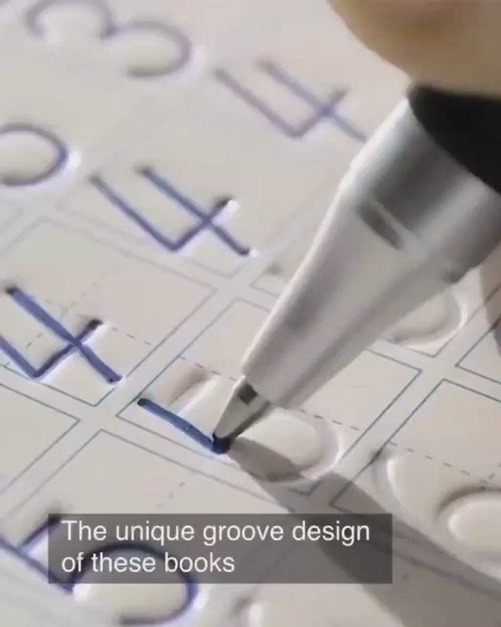 Magic Practice Copybook, (4 BOOK +1 PEN + 10 REFILL) Number Tracing Book for Preschoolers with Pen, Magic calligraphy books for kids Reusable Writing Tool