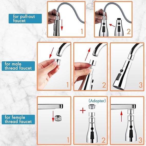 Tap Extension for Kitchen Sink | Kitchen Accessories Items for Home | 360-degree Flexible Rotation for Effective Cleaning | 3-Flow Modes